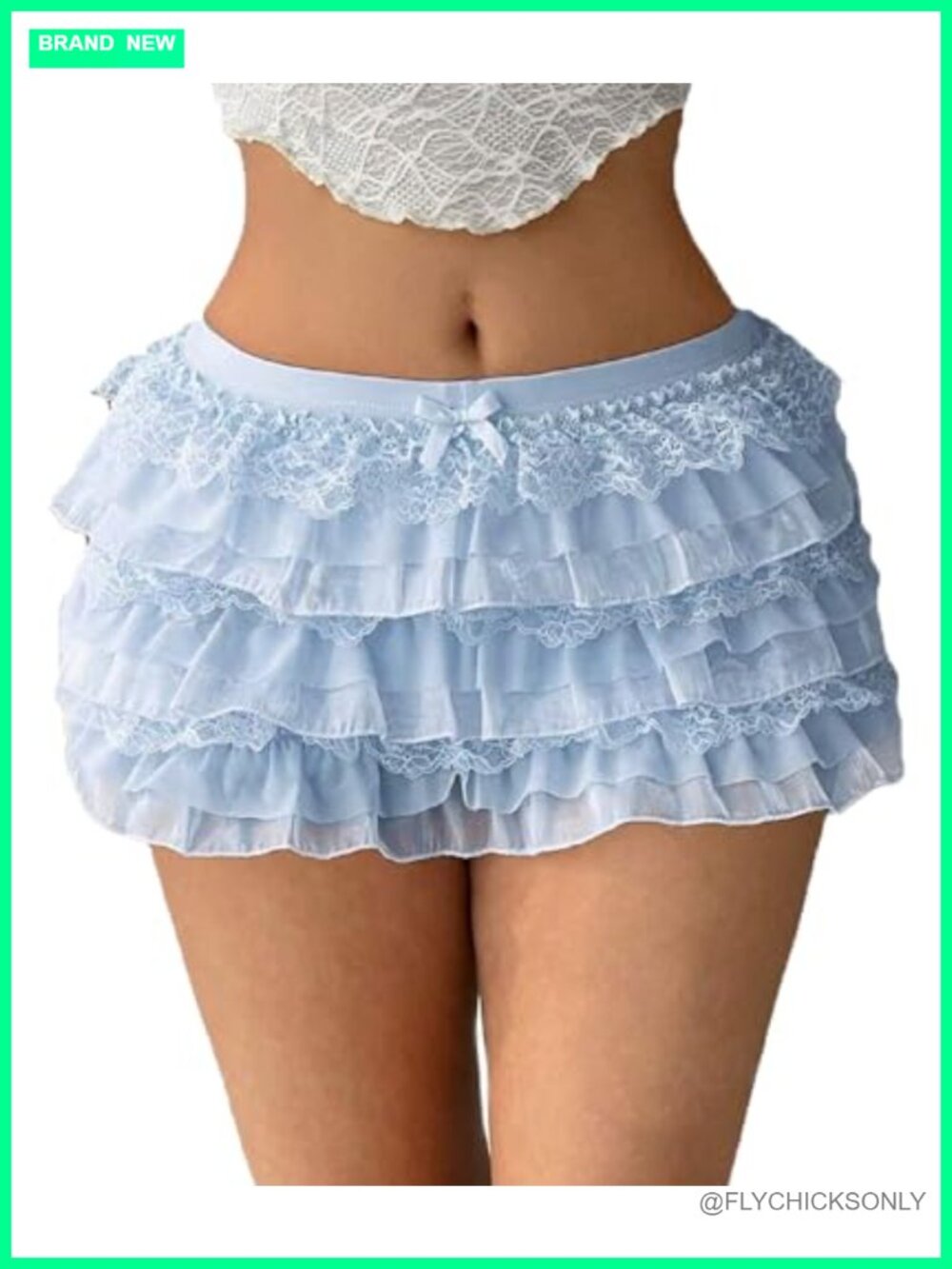 Women Y2k Lace Layered Mini Skirt Low Rise Ruffle Tiered Short Skort Aline